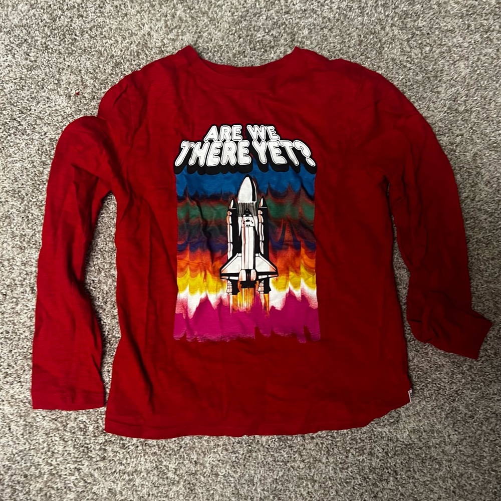 GAP kids large long sleeve T-shirt Are We There Yet? EUC